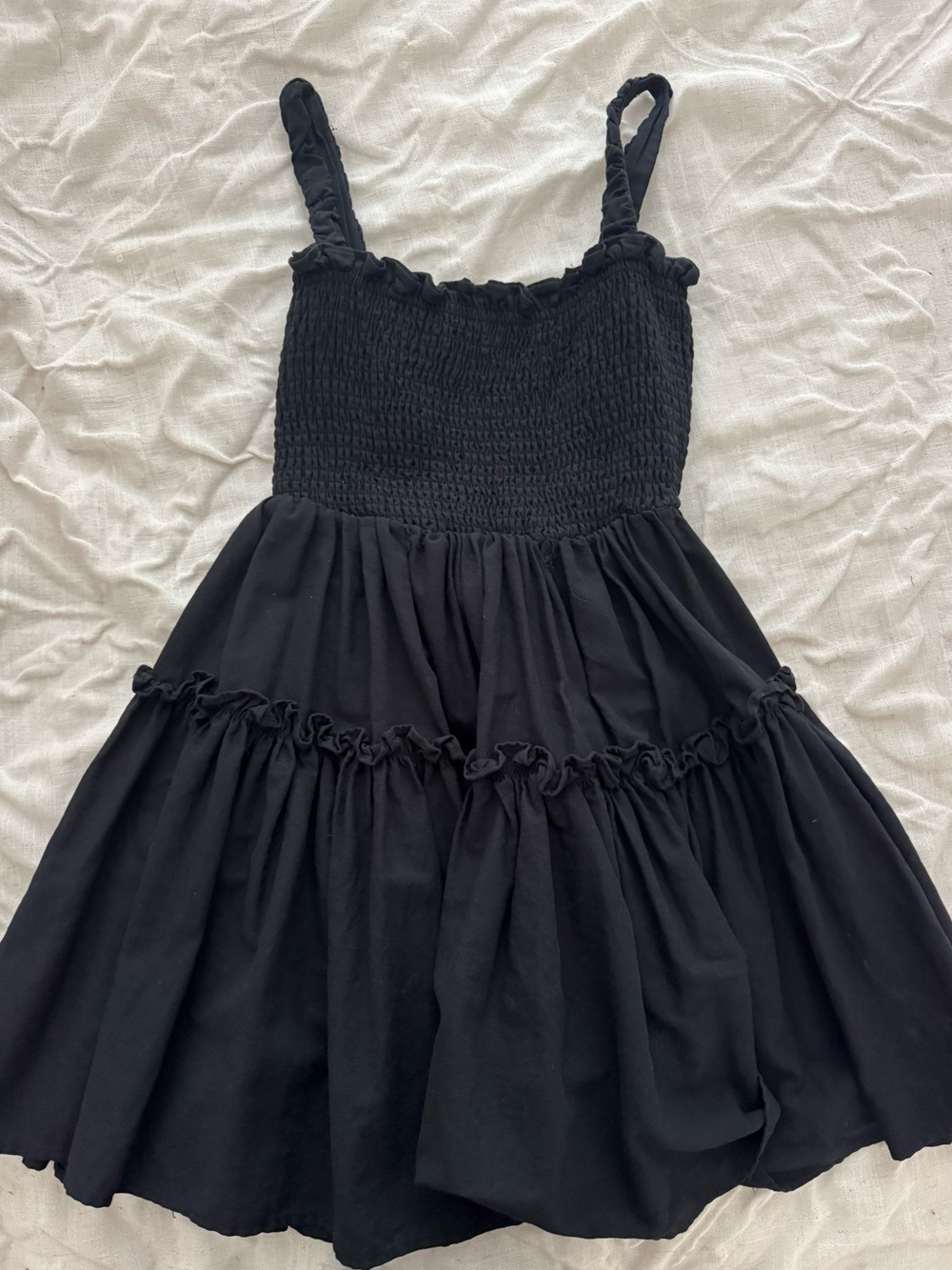 Black Smocked Tiered Sundress for Girls